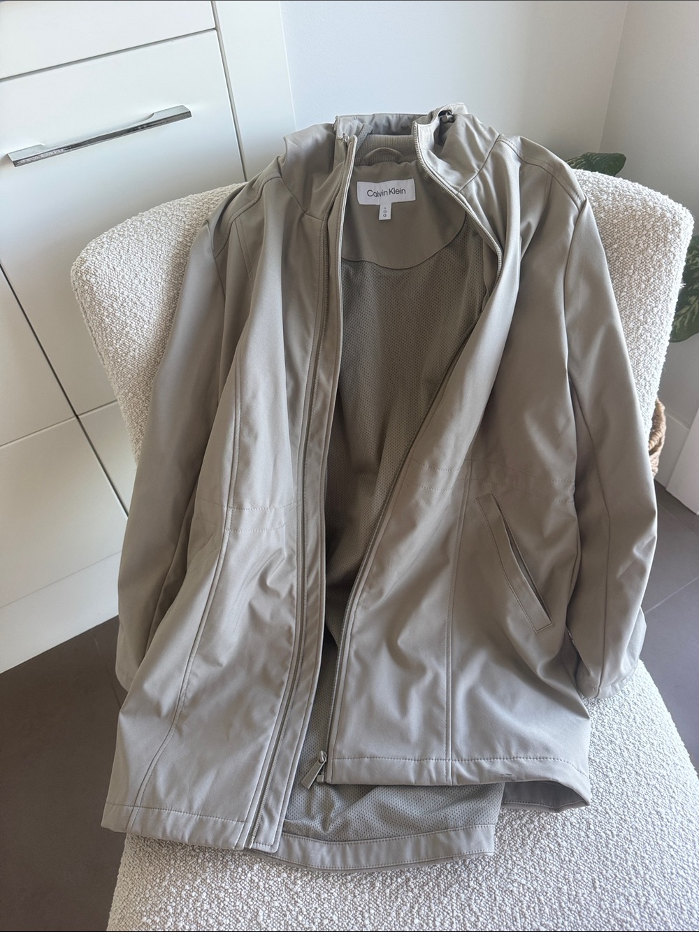 Calvin Klein Women's Taupe Utility Zip Jacket